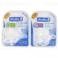 DODIE Tétine col large + 6 mois débit 3 lot de 2