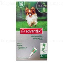 ADVANTIX très petit chien spot on 1.5 à 4 kg x 4 pipettes