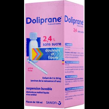 DOLIPRANE 2.4% sans sucre suspension buvable flacon 100ml