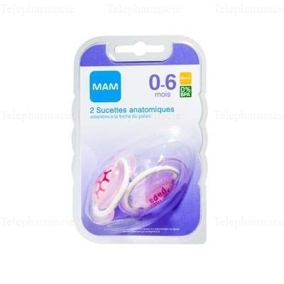 MAM Duo sucettes 0-6 mois anatomiques silicone REF 7