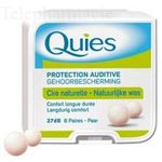 QUIES Protection auditive cire naturelle boîte de 8 paires